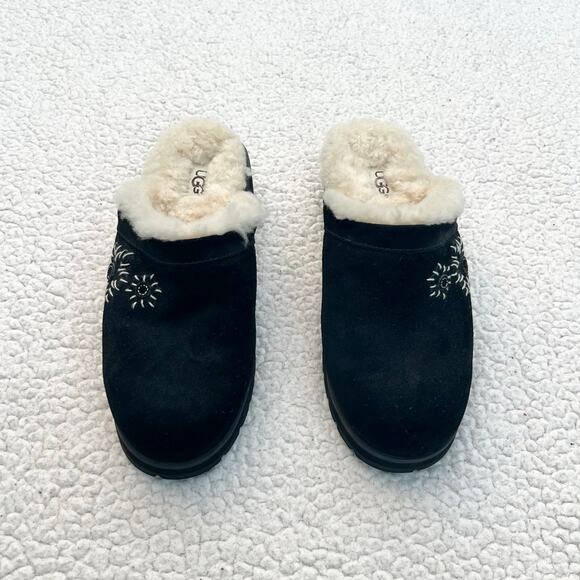 Ugg Black Solvang Suede Shearling Clogs - Picture 2 of 6